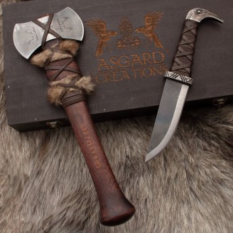 HACHA Y CUCHILLO VIKINGOS EN CAJA CREACIONES ASGARD